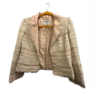 Chanel Tweed Spring Blazer — Pink and White w/ Pearl Buttons